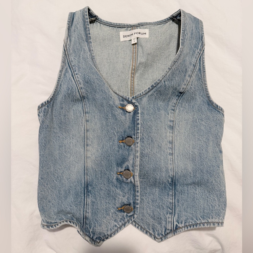 Aritzia Denim Forum The 90’s Mia Denim Vest in 15 Yrs Brl Thr Bleu